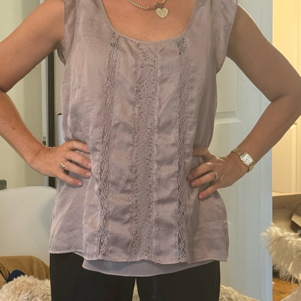 LOFT Lavender Lace-Panel Sleeveless Camisole